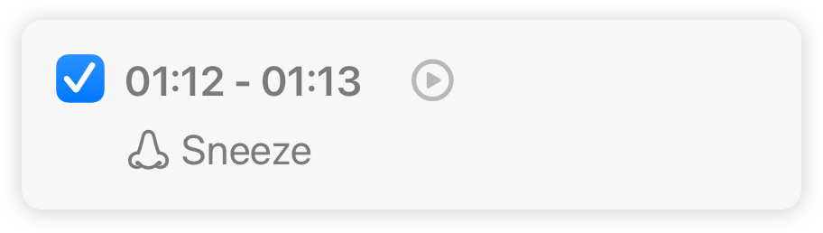 A sneeze detected by Pompom search feature